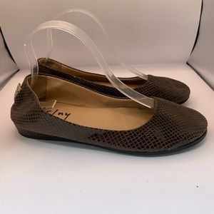 fs/ny Women's Italy Ballet Flats Low Wedge Brown Shimmer Leather Size 8.5